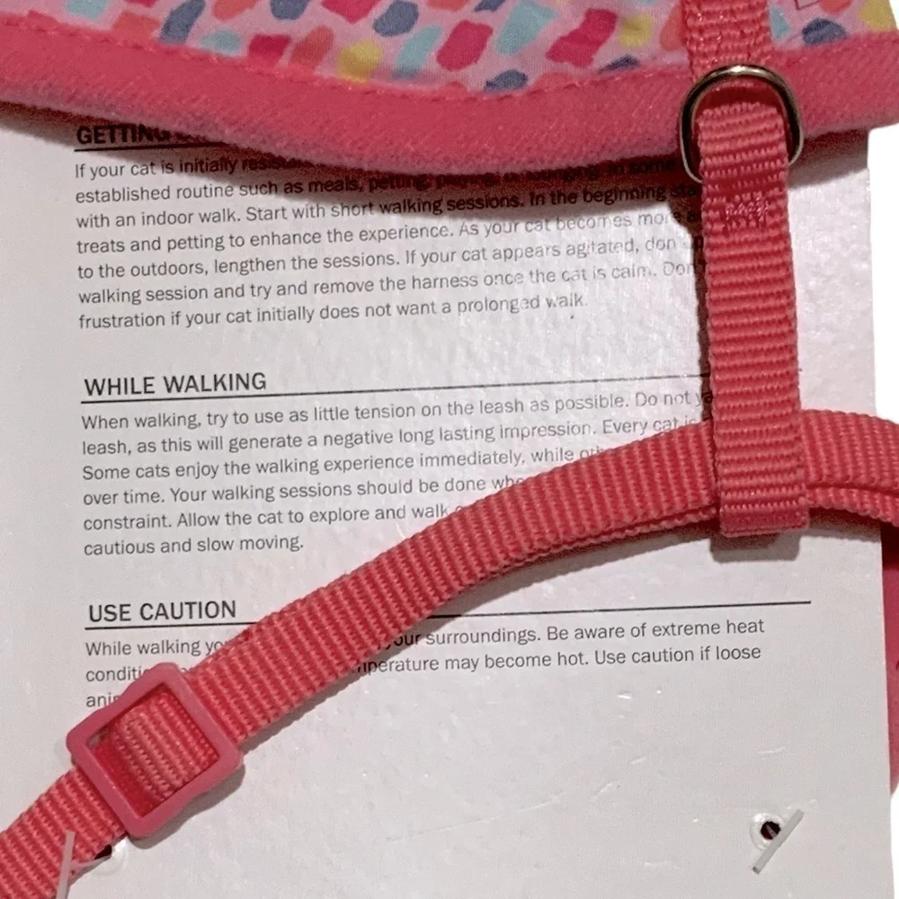 Cat Harness and Leash Set Adjustable For Cats 5-10 LBS Pink Multicolor One Size
